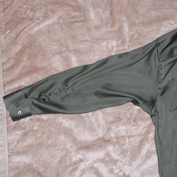 Geoffrey Beene Sateen Button Up Dress Shirt - Long Sleeve Wrinkle Free - Picture 12 of 13